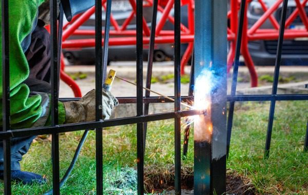 A welder is seen at a job site. 3D Welding Services is the best of the welding services in Peoria IL.