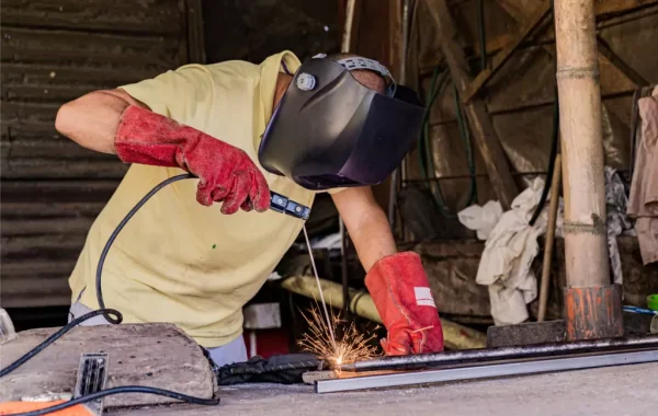 A welder is seen at work. 3D Welding are welders in Pekin IL.