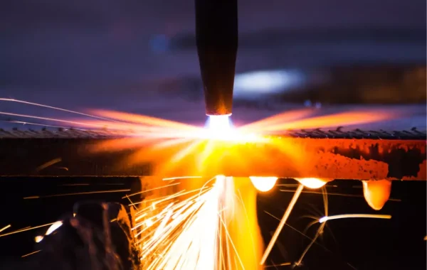 A closeup of welding happening at an industrial facility, part of portable welding in Illinois