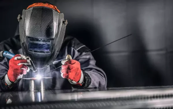 A welder is seen at work. 3D Welding Services provides aluminum welding services in Peoria IL.