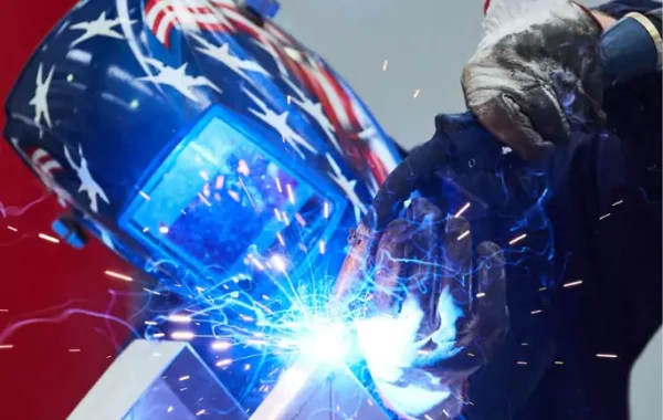 A welder is seen at work. 3D Welding Services is an aluminum welder in East Peoria IL.