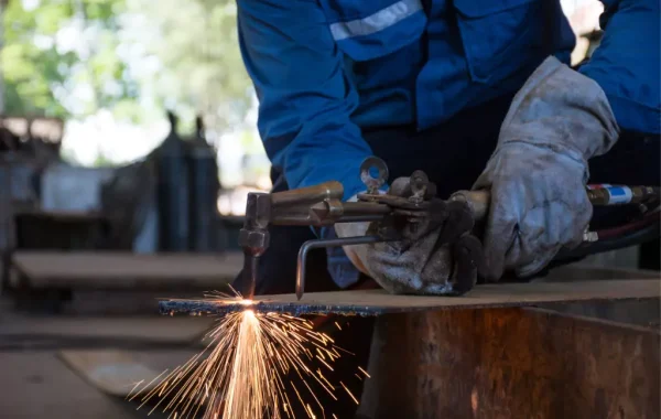 A welder is seen at work. 3D Welding are welders in East Peoria IL.